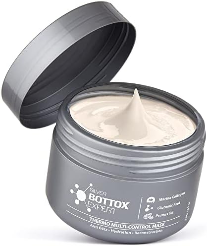 Hair Bottox Expert Silver Mask for Gray Hair - Marine Collagen and Almond Oil - Formaldehyde-Free...